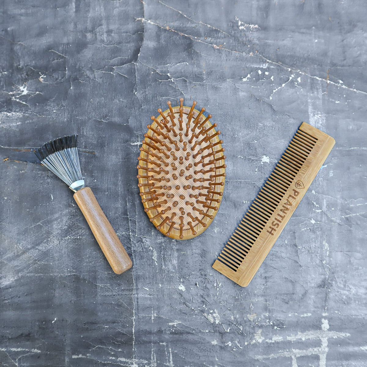 Conjunto de escova de cabelo de bambu para viagem